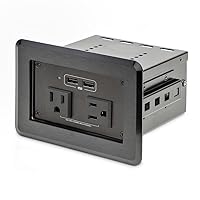 StarTech.com Conference Table Power Center with 2X UL Certified 120V AC Outlets & 2X USB BC 1.2 - Recessed in-Table/Desk Power Strip/Charging Station for Meeting Room/Boardroom/Lab Bench (KITBZPOWNA)