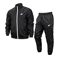 Nike NSW SPE LND Stretch Woven Tracksuit, Lined Mesh, Windbreaker, Jacket x Long Pants, Top and Bottom Set, Black / White