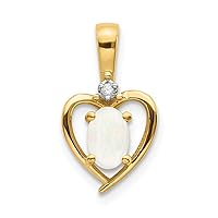 14k Yellow Gold Oval Open Polished Prong set Diamond and Simulated Opal Pendant Necklace Measures 17x10mm Wide Jewelry for Women