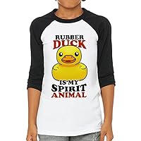 Cute Rubber Duck Kids' Baseball T-Shirt - Spirit Animal 3/4 Sleeve T-Shirt - Graphic Baseball Tee
