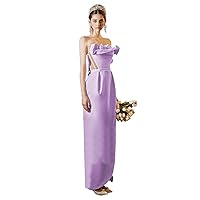 Women's Prom Dress Off Shoulder A- Line Flower Decoration Sexy Elegant Dress Women's Satins Formal Evening Dress