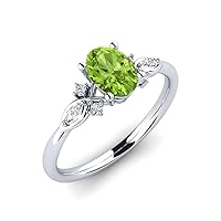 Peridot Oval 7x5mm Vintage Inspired Ring | Sterling Silver 925 With Rhodium Plated | Beautiful Vintage Inspired Ring For Women's and Girls
