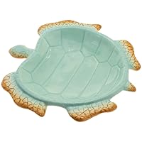 Boston International Serving Plate Everyday Coastal Ceramic Tableware, 8-Inches, Lagoon Life Turtle