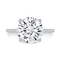 Siyaa Gems 3.50 CT Round Cut Colorless Moissanite Engagement Ring Wedding Band Gold Silver Solitaire Ring Halo Ring Vintage Antique Anniversary Promise Bridal Ring