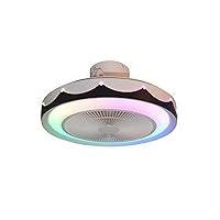 Ceiling Fans with Lights，RGB Music Ceiling Fan Lights with Remote Control and Speaker Led Dimmable Silent Invisible 3 Wind Speed Ceiling Fan for Living Room Bedroom Lighting