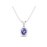 925 Sterling Silver Forever Classic 8X6 MM Oval Shape Multi Gemstone Solitaire Pendant Necklace