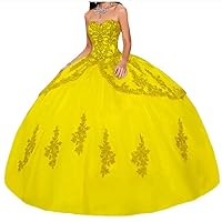 Women's Sweetheart Neck Lace Applique Quinceanera Dress Beaded Ball Gown Dresses