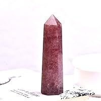 Room Decoration Home Decoration 1PC Natural Strawberry Crystal Magic Point Health Hexagonal Home Decor Raw Crystals Polished Red Crystal Column Gift Stones (Color : Burgundy, Size : 50-60mm)
