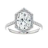 Siyaa Gems 2.50 CT Oval Cut Colorless Moissanite Engagement Ring Wedding Birdal Ring Diamond Rings Anniversary Solitaire Halo Accented Promise Vintage Antique Gold Silver Ring Gift
