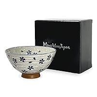 Traditional Style Japanese Ceramics Rice Bowl Chawan Pottery, Dishwasher Microwave Safe Made in Japan (Koyuki Zakura, Medium (oohira))