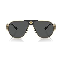 Versace Man Sunglasses Gold Frame, Dark Grey Lenses, 63MM