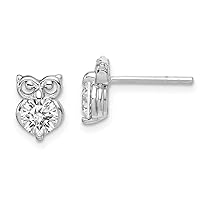 Awesome Owl Stud Earrings For Women's & Girls 14K White Gold Over .925 Sterling Silver 1.00 Ct Round Cut CZ Diamond (Push Back)