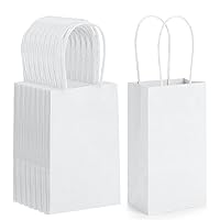 BagDream 100 Pack 3.5x2.4x6.7 Inches Mini Gift Bags White Party Favor Bags Small Gift Bags with Handles Bulk Kraft Paper Bags Recyclable Paper Sacks