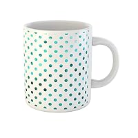 Coffee Mug Gold Blue Teal Turquoise White Polka Dot Pattern Swiss 11 Oz Ceramic Tea Cup Mugs Best Gift Or Souvenir For Family Friends Coworkers