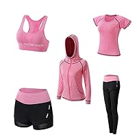 Women Yoga Suit Athletic Tracksuits Sport Activewear Set for Fitness Running Jogging 5PCS (M) Yoga clothes
