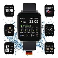 SOUCCESS Fitness Watch with Full Touch Display Smart Watch Always On Display Fitness Tracker Pulse Measure Pedometer for Men and Women Large 1.54 Inch Display IOS/Android 3 ATM Waterproof IP68