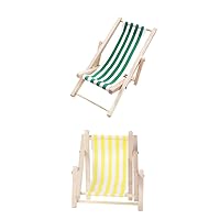 6 Pcs Deck Chair Model Mini Furniture Outdoor Foldable Chairs Dollhouse Beach Toys Foldable Table and Chairs Kids Deck Chair Small Outdoor Playset Seaside Birch Product to Weave