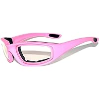 OWL Womens Motorcycle Glasses Foam Padded Pink Frame Cycling Riding Glasses UV400 Polycarbonate Motorcycle Goggles for Women