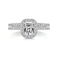 JEWELERYOCITY 3 CT Radiant Cut VVS1 Colorless Moissanite Engagement Ring Set, Wedding/Bridal Ring Set, Sterling Silver Vintage Antique Anniversary Promise Rings Set Gift for Her