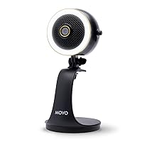 Movo WebMic HD Pro All-in-One Webcam with Microphone and Ring Light- 1080p HD Camera, Pro Cardioid Condenser Microphone, LED Ring Light -HD Webcam for Streaming, Video Conferencing, Recording, Gaming