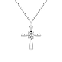 FRIENDLY DIAMONDS Lab Diamond Dangling Pendant Necklace For Women | 3 Carat IGI Certified Oval Shape | Serenity Cross Lab Diamond Pendant In 14K White Gold | FG-VS1-VS2 Quality