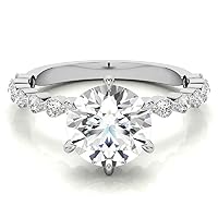 HNB Gems 3 CT Round Moissanite Engagement Rings 10K 14K 18K Solid Gold Moissanite Diamond Ring 925 Sterling Silver Solitaire Engagement Wedding Rings