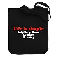 LIFE SIMPLE EAT, SLEEP Cross Country Running Canvas Tote Bag 10.5