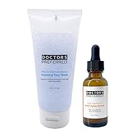 Fresh Face Exfoliation Duo with MicroDermabrasion Cleanser + Vitamin C Serum | Doctors Preferred | Leaves Skin Feeling Clean and Looking Radiant | Fight Dry Skin and Signs of Aging