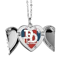 Graffiti Street red Blue Phone Booth Pattern Angel Wings Necklace Pendant Fashion