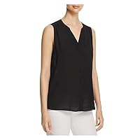 NYDJ Women's Sleeveless Pintuck Blouse, Black, XXS