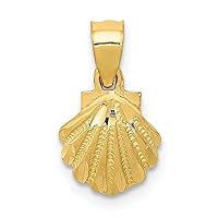 Saris and Things 14k Yellow Gold Solid Scallop Shell Charm Pendant