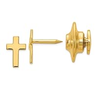 14k Yellow Gold Solid Polished Religious Faith Cross Tie Tac Measures 18.8x14mm Jewelry Gifts for Men