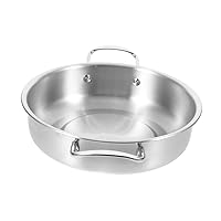 Anti-overflow Fried Chicken Pot Stainless Steel Stock Pot Stainless Steel Soup Pot Hotpot Fondue Pot Chafing Dish Instant Noodle Cooker Pots for Cooking Metal Wok Double Handle Pot