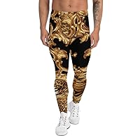 Men’s Leggings Workout Gym Pants Activewear Black Gold Baroque