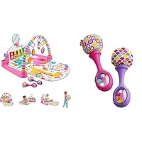 Fisher-Price Baby Gift Set Deluxe Kick & Play Piano Gym & Maracas & Newborn Toys Rattle 'n Rock Maracas, Set of 2 Soft Musical Instruments for Babies 3+ Months, Pink & Purple