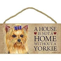 SJT ENTERPRISES, INC. A House is not a Home Without a Yorkie (Brown face with Bow in Hair) Wood Sign Plaque (SJT63979)