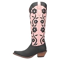 Dingo Womens Goodness Gracious Tooled-Inlay Floral Snip Toe Casual Boots Over the Knee Mid Heel 2-3