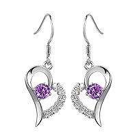 Beauty Heart-Shaped Earrings Zircon-Set Earrings Amethyst Earrings for Women Purple Durable and Useful Fashion Design