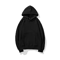 dagui Thickened Plus Velvet Dropped Shoulder Loose Silver Fox Velvet Hooded Solid Color Sweater Cotton Winter Cold and Warm Men's Clothing Black 5XL