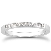 14k White Gold Channel Set Princess Diamond Wedding Ring Band