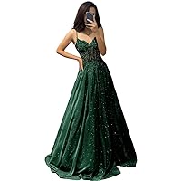 lace Appliques Prom Dresses 2024 Spaghetti Straps a-line Dresses for Women 2024 with Pocket