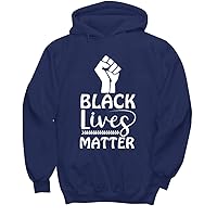 Black Lives Matter Outfit Graphic Classic Tops Tees Women Men Hoodie Pullover Navy Long Sleeve