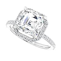 Fashionable Flowerbud Engagement Ring, Asscher Cut 3.00CT, Colorless Moissanite Ring, 925 Sterling Silver, Solitaire Promise Ring, Wedding Ring, Perfact for Gift Or As You Want