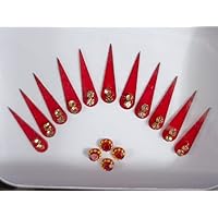 6 Pcs Tilak Style Red Bindi for Women Girl Forehead IndianTradition Bollywood Tattoo