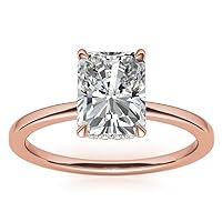 10K/14K/18K Solid Rose Gold Handmade Engagement Ring 1.0 CT Radiant Cut Moissanite Diamond Solitaire Wedding/Bridal Gift for Woman/Her Gorgeous Rings