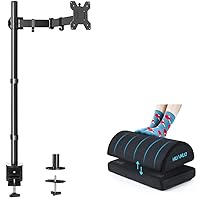 Foot Rest for Under Desk at Work, HUANUO Single Monitor Stand Desk Mount
