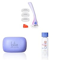 Billie Razors for Women Shave Kit & Body Buffer - Pre-shave Exfoliating Bar - 3.5 oz & Whipped Shave Cream - Lavender & Bergamot Scent - 6.5 fl oz