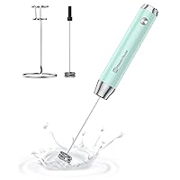 Maestri House Rechargeable Milk Frother with Stand, Handheld Electric Foam Maker Waterproof Detachable Stainless Steel Whisk Drink Mixer Foamer for Lattes, Cappuccino