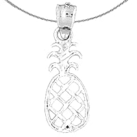 Gold Pineapple Necklace | 14K White Gold Pineapple Pendant with 16