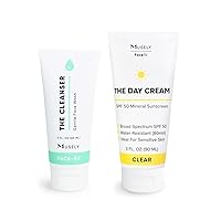 Musely Cleanser and Day Cream Mineral SPF 50, Clinical Grade Sunscreen, Broad-Spectrum, Water Resistant, 3 Fl Oz, Clear Color, 2x Bundle